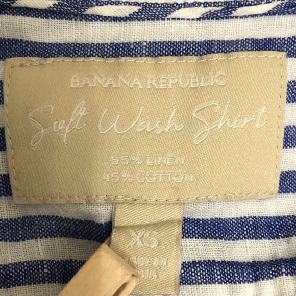 Banana Republic Striped Button Down Linen/Cotton Shirt - Picture 6 of 8